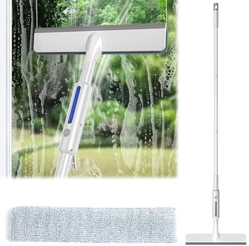Limpiador Cristales, Limpia de Ventanas Profesional, Limpiador con Mango Escurridor de Ventanas con Cubierta de Microfibra para Una Limpieza sin Rayas