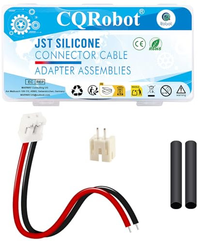 CQRobot JST 2,0mm PH 2-polig 22AWG Elektronisches Computer-Silikon-Buchsenanschlusskabel 21cm, Beiger IC Männlicher Stecker, Schrumpfschlauch. 25 Sätze/75 Stück Kabel-zu-Platine-Adapterbaugruppen.