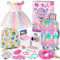 Tacobear 19-teiliges Puppen Reiseset mit Puppenkoffer Puppe Kleid Rucksack Nackenkissen Kamera, Puppenzubehör für 46cm Puppen Rollspiel Spielzeug Geschenk Mädchen Kinder