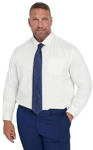 BadRhino Big & Tall Stretch Long Sleeve Shirt - Men's - Plus Size Curve White