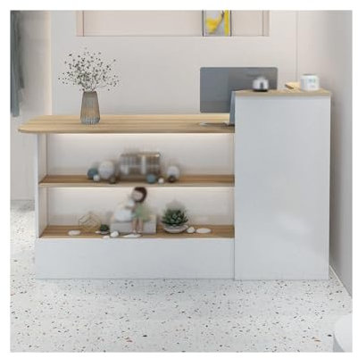 HUFIREHU GroßE Empfangstheke BüRotheke Rezeptionstisch Verkaufstheke Mit Tastaturschublade Verkaufstisch Theke Tresen Empfang Rezeption BüRomöBel FüR Alle Arten Von BekleidungsgeschäFten(Wood color,LE