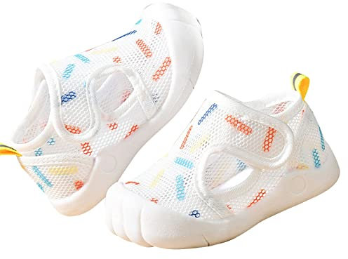 Chaussures d'été pour bébé fille garçon Sandales à fond plat non slio Bout semi-ouvert Respirant Chaussures souples Sandales garçons 24 Fermés, beige, 24 EU