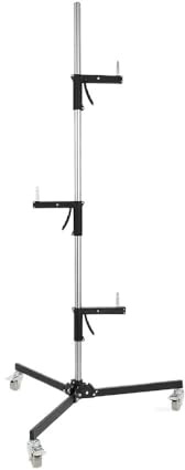 63 cm-190 cm Lichtstativ 1/4 und 3/8 Schraube mit Rädern Klappstativ for Studioblitz LED-Licht Softbox COB-Licht(3pcs Gun Holders)