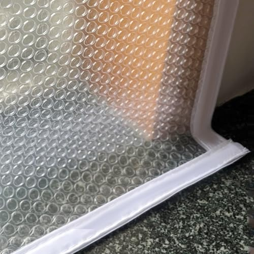 Fensterisolierung für den Winter,Wärmeschutzvorhang,Kälteschutz Isolier-Schutz-Vorhang,Wetterfeste Fenster Isolierfolie,Selbstklebende Thermovorhang von Balkon Terrasse,Anpassbar (55cm x 70cm)
