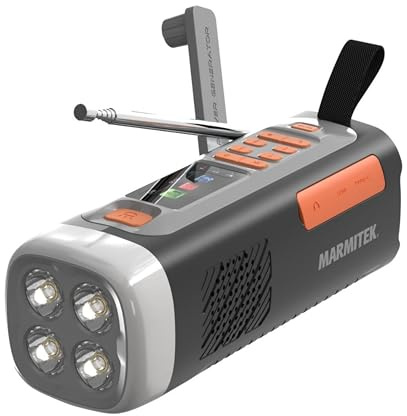 Marmitek RESQ 200 - Nödradio DAB+/FM solradio med vev USB-C | Powerbank 4500 mAh, Bluetooth 5.3, färgskärm, 360° LED-lampa, SOS-larm, IPX3, camping och utomhus