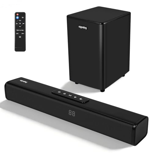 ottosing Bluetooth-Soundbar mit Subwoofer, Soundbar mit optischen/ARC/AUX- und Bluetooth 5.0-Eingängen, 2.1-K Surround-Soundsystem für TV, PC, Spiele, Musik, Filme, Nachrichten