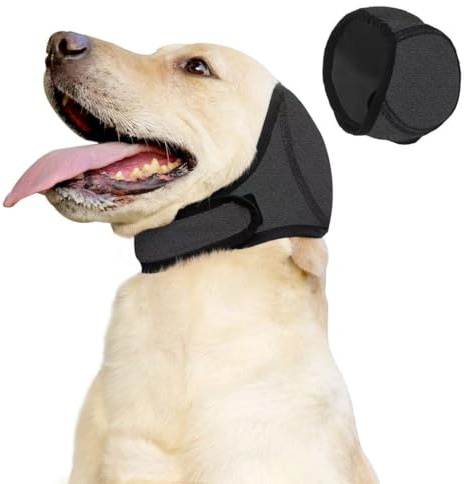 UIEXEA Paraorecchie Cane Regolabile, Copriorecchie per Cani Impermeabili, Cuffie Antirumore per Cani, Protezione Orecchie per Cane (M)