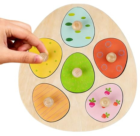 Shape Puzzle - Wooden Matching Board for Early Skill Practice, Peg Learning Play | Solid Timber Panels with Grasp Knob Function, Hand Coordination Training Activity for Classroom Travel Road Trip