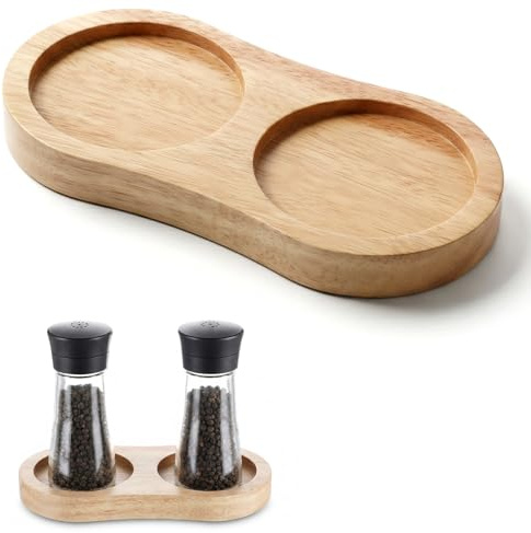 Salt and Pepper Grinder Mill Tray, Salt and Pepper Holder, Olive Wood, Fit Many Mills & Shakers, Grinder Accessories