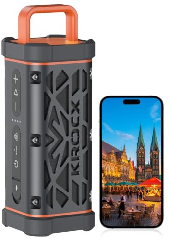 TRAVOR Aluminium Bluetooth Lautsprecher mit Magnet für Reise & Camping | TWS & Bass Boost für Camp, Garten BBQ & Outdoor-Momente, IP68 für Regen, Staub & Schmutz, 25 Std. Akku für Reise & Wasser
