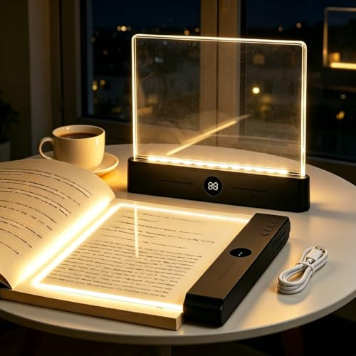 TDTOD Buch Buchseite Licht, Tragbare Flaches Buchlicht | LED Buchlampe mit Timer & 3-Farben Licht, Smart LED Book Light für Nachtlesen im Bett, Lightwedge Leselampe Aufladbar