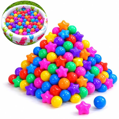 Shyllin Balles en Plastique Multicolores,50 pièces, 5,5 cm,Couleurs Mélangées,sans BPA,pour Attraper et Lancer, Convient aux Piscines à Balles pour Bébés et aux Piscines