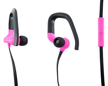 aiino - GO SPORT Ohrhörer mit ergonomischem Ohrbügel, integriertem Mikrofon, universelle Kompatibilität, ideal für das Training, maximale Stabilität - Pink