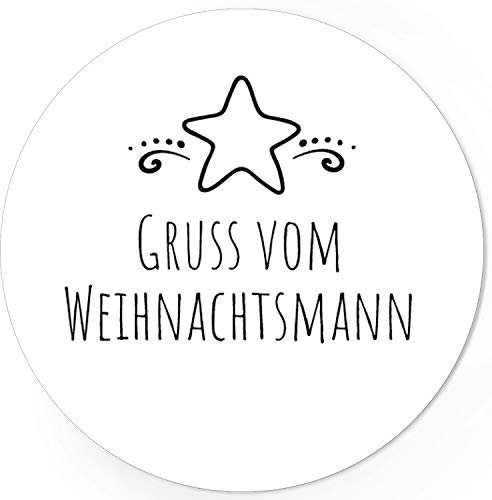 48 Weihnachtsaufkleber (Gruß vom Weihnachtsmann) - für Geschenke zu Weihnachten - Sticker Aufkleber Etiketten Geschenkaufkleber Verpacken, rund