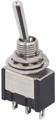 WITTKOWARE MTS-102-A1 Miniatur Kippschalter mit 6mm Einbaudurchmesser, runder Kipphebel, 3A/250V, 1-polig, EIN-EIN