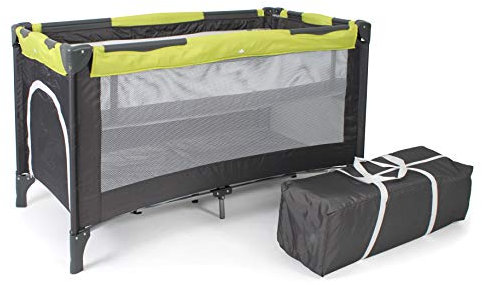 Chic 4 Baby - 340 70 - Reisebett LUXUS mit Einhängeboden für Neugeborene und Tragetasche, grau-lemongreen