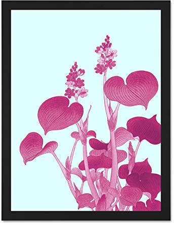 Wee Blue Coo Ohara Koson Blooming Hosta Large Black Framed Art Print Wall Poster 18x24 inch