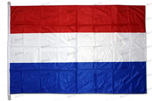 Bandiera Olanda 150x100cm in Tessuto Nautico Antivento da 115g/m², Bandiera Olandese 150x100,Bandiera dell'Olanda 150x100 con Cordino o moschettone,Doppia Cucitura perimetrale e fettuccia di Rinforzo