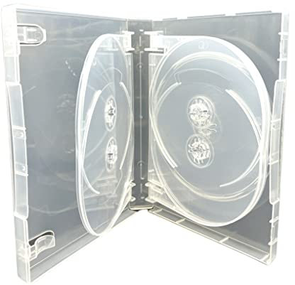 5 x Dragon Trading 7 Disc CD DVD Blu-ray Disc 27mm Clear DVD 7 Way Case - Pack of 5 - Slim Storage Solution for 7 Discs - Transparent Design for Easy Identification