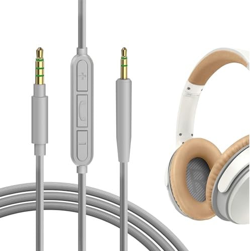 GEEKRIA Audio Cable with Mic Compatible with Bose SoundTrue Around-Ear II, SoundTrue, SoundLink II On-Ear Cable, 2.5mm Aux Replacement with Inline Microphone and Volume Control (4 ft/1.2 m)
