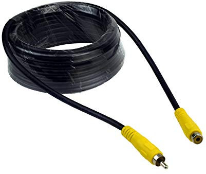 5m Cinch Audio Video Kabel Verlängerung | digital koaxial 75 Ohm Bild Videokabel und Mono Stereo Audiokabel | Farbe: schwarz/gelb