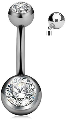 Cizme Titan Bauchnabelpiercing 10mm mit Stein Kristall 14G Piercing Bauchnabel Bauchpiercing Nabelpiercing