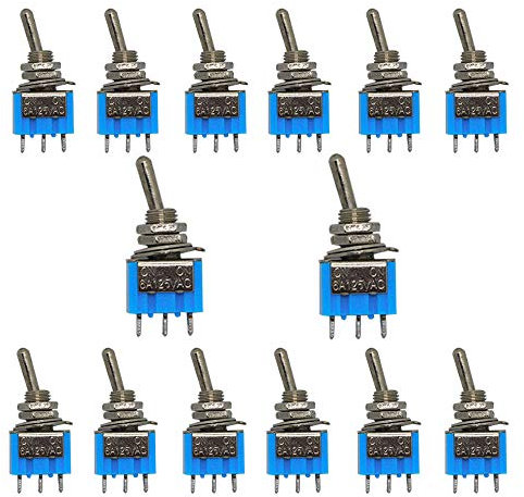 Senven 14 pezzi Mini interruttore a levetta per auto professionale, 6A 125V AC ON-ON 2 cifre 3 pin, per auto, camion, barca, cruscotto, modifica elettrica.