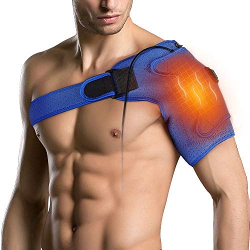 Medizinische Schulterbandage Wärmetherapie Verstellbar, 2 Stk. | Elektrisches Heizelement mit 3 Temperaturstufen, USBKabel, Schulterstütze für Kälte- und Wärmetherapie