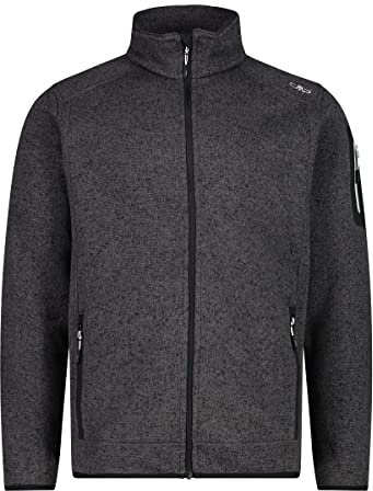 CMP Giacca In Pile Knit-Tech da Uomo, Nero-Glacier, 52