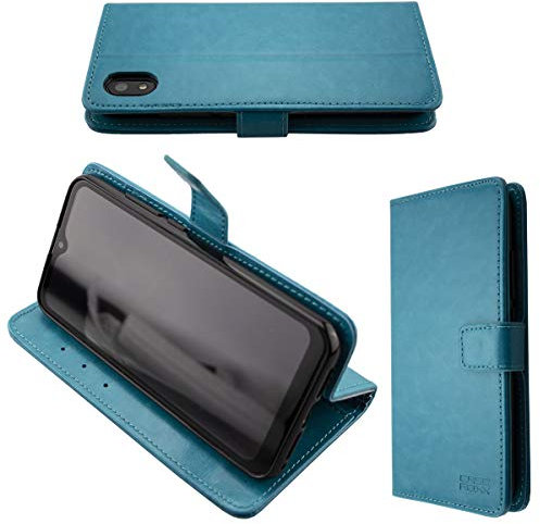 caseroxx Bookstyle Handytasche für Gigaset GS110 in hellblau – Klapphülle mit Kreditkartenfächern, Magnetverschluss, Standfunktion & Rundumschutz für Display und Gehäuse