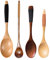 EKdirect 4 Stück Holzlöffel Suppenlöffel Set Lange Griff Kaffee Tee Honig Marmelade Löffel