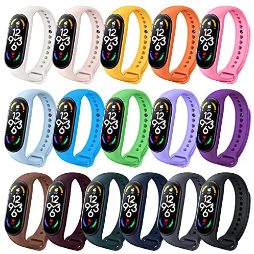 ivoler 16 Couleurs pour Bracelet Mi Band 7/6/5 /Amazfit Band 5, Sangle Bracelet de Remplacement pour Montre Connectée Xiaomi, Matériau TPU, Léger, Respirant, Imperméable -Couleur Multiple