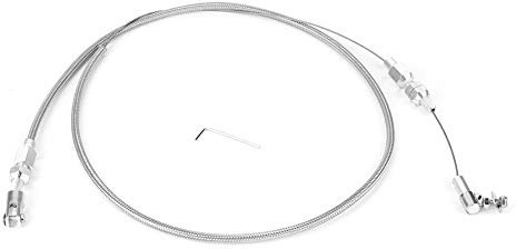 Throttle Cable, Car 36in Universal Throttle Cable Stainless Steel B-raided Throttle Cable Fits for 350 302 (Stainless steel braided tube)