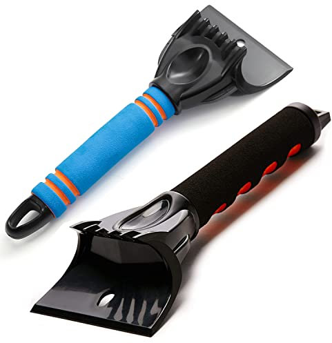 Raniaco 2 Stück Auto-Windschutzscheiben-Eiskratzer, Autofenster-Schneekratzer, 2-in-1-Kopf zum Brechen von EIS und Sammeln von Schnee Effizienter