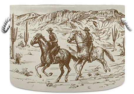WELLDAY Baumwollseilkorb Western Desert Cowboy Baby Wäschekorb für Decken Spielzeug Aufbewahrungskorb