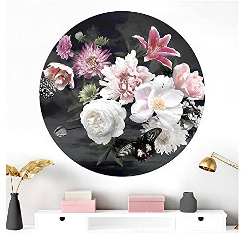 Grandora Wandtattoo Wandsticker Wohnzimmer Blumen Natur Wandaufkleber rund Schlafzimmer Tapete Wanddeko selbstklebend Wandbild Flur Orchideen Pflanzen DL703-4