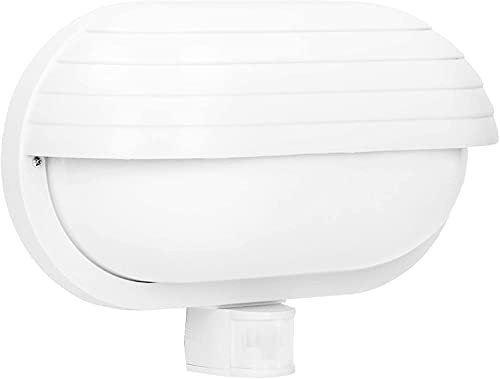 Virone MUSAM Luz con Sensor de Movimiento 180° para Jardín con Contraventana IP44 Manejar E27 (la bombilla se adquiere por separado) (Blanco)