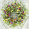 Artificial Spring Summer Wreath with Pansy Flower,fake butterfly,Eucalyptus Leaves,ivy leaves,fern for Front Door Indoor Outdoor Farmhouse Home Wall Window Festival Wedding Decor, white gift box