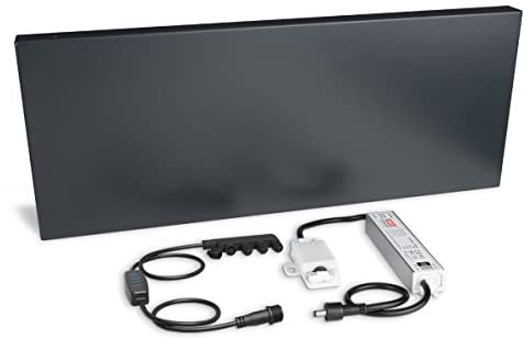 Grundplatte anthrazit 531x210 mm inkl. Netzteil und Schalter für die Montage vierstelliger LED-Hausnummern von abcMIX