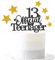 Pargleev 13th Glittery Personalised Birthday Gifts:Official Teenager 13 Cake Topper with Stars-Thirteen Years Old Birthday Party Supplies for Boys and Girls,Decorations,Keepsakes and Black Gold