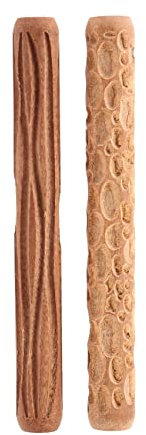 Ntcpefy 2 PièCes Argile Modèle de ModéLisation Rouleaux, Motif de Grain de Bois Pavé Argile Rouleau à Pâtisserie Texturé Main Rouleau Poterie Outils