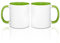 MR.R Tazas de café en blanco de sublimación de 325 ml, taza blanca con taza de color verde interior y asa, juego de 2