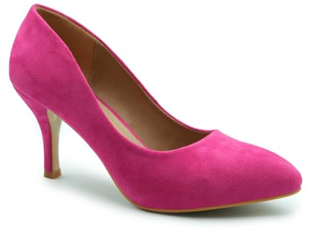 Womens Ladies Low MID HIGH Kitten Heel Pumps Pointed Toe Work Court Shoes