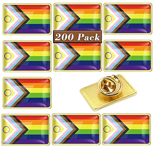 12/24/48/100Pcs-Inclusive New Progress Pride Flag Pin -Enamel LGBT Progressive rainbow Lapel Pins Bulk Decoration for Clothes Bags Gifts Souvenir