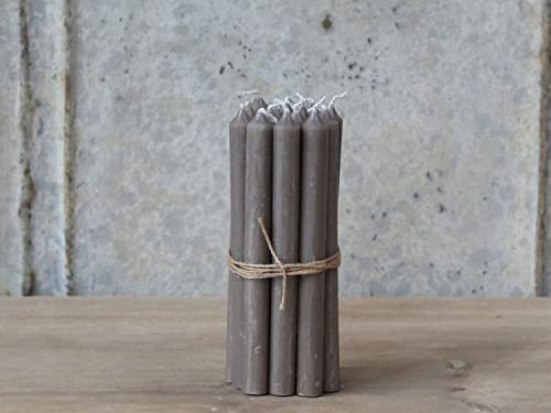 12er Pack dünne Stabkerzen H:13 cm Ø:1,2 cm div. Farben Brenndauer 2,5 Stunden Advent Weihnachten, Farbe:Leinen