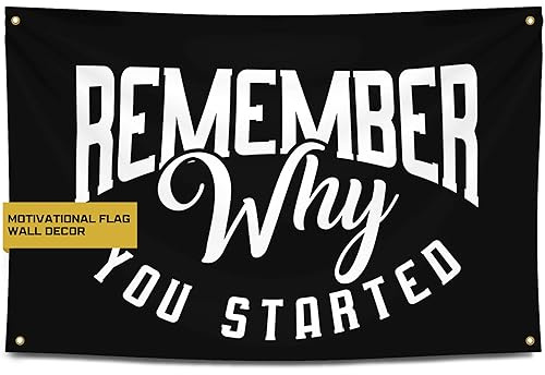 Gold Trident Remember Why You Started Motivational Gym Banner – inspirieren Sie Ihr Training mit diesem Banner – perfekte Fitness-Wanddekoration für Fitnessstudio, Wohnheim – bleiben Sie motiviert mit