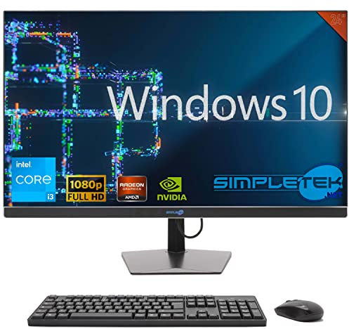 SIMPLETEK - All-in-One-PC 24 FHD 60Hz Core i3 Windows 10 | Grafikkarte Radeon RX550 4GB | 16GB RAM SSD 960GB | Arbeit, Gaming