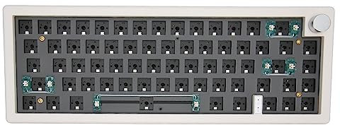 GOWENIC 67 Tasten Hotswap Tastatur Kit, DIY 65% Tastatur mit Knopf, 3 Modus Verbindung, RGB, Modulare Mechanische Tastatur, Unterstützt 3 Pin und 5 Pin Schalter (Weiss)