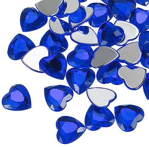 sourcing map 40 Stück Herzförmige Strasssteine Dunkelblau 15mm | Glitzersteine zum Basteln und Rhinestones, Für DIY Basteln Perlen Hochzeit Party