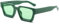 JCTAIFOO Lunettes de soleil rectangulaires vintage pour homme et femme - Rétro - Rectangulaire - Grande monture épaisse, vert